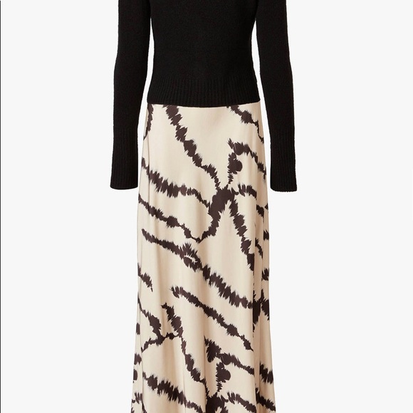 AllSaints Cream and Black Maxi Dress with Abstract Print and Cardigan - Picture 4 of 6